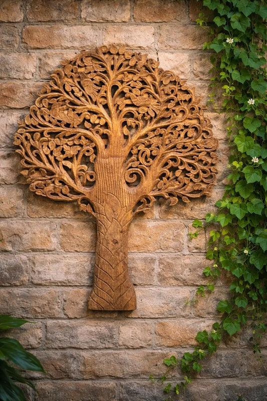 Handcrafted Wooden Tree Wall Decor - Premium Brown Finish