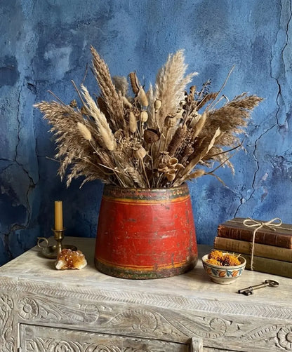 Vintage Handcrafted Rustic Wooden Pot