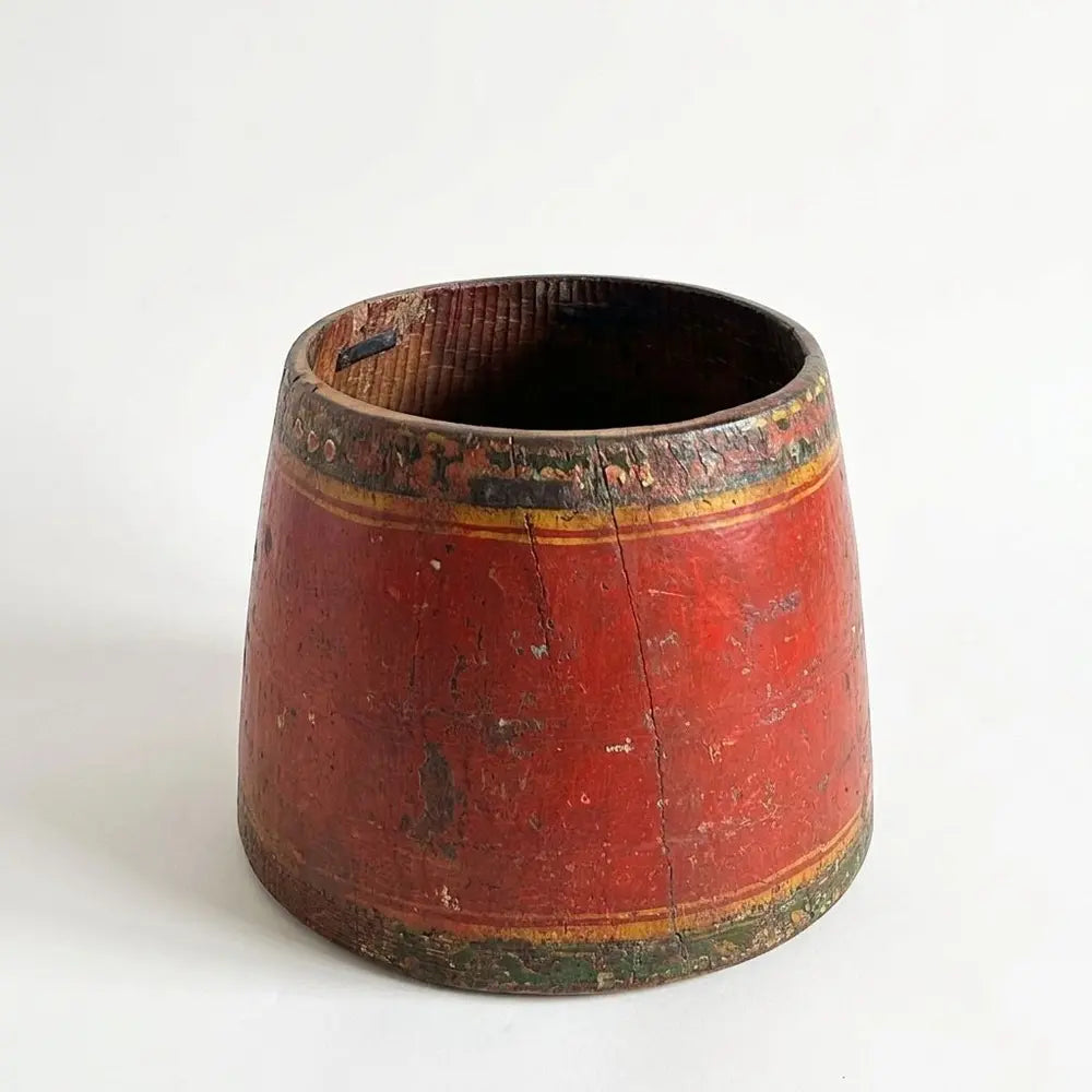 vintage handcrafted rustic wooden pot