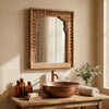 Handcrafted Shekhawati Carved Wooden Mirror Frame – Reclaimed Wood