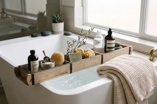 Rustic Reclaimed Wood Tray – Bleached Finish Decorative Organizer Tray