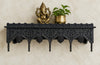 Hand Carved Wooden Wall Shelf – Dark Blue Rustic Floating Wall Shelf for Living Room, Bedroom & Entryway
