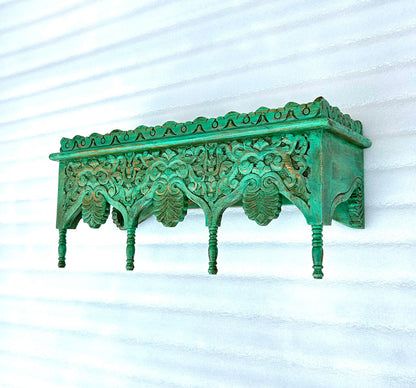 Hand Carved Mango Wood Wall Shelf