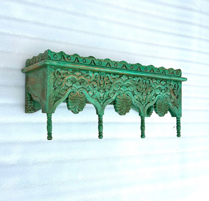 Hand Carved Mango Wood Wall Shelf