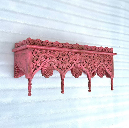 Hand-Carved Mango Wood Wall Shelf