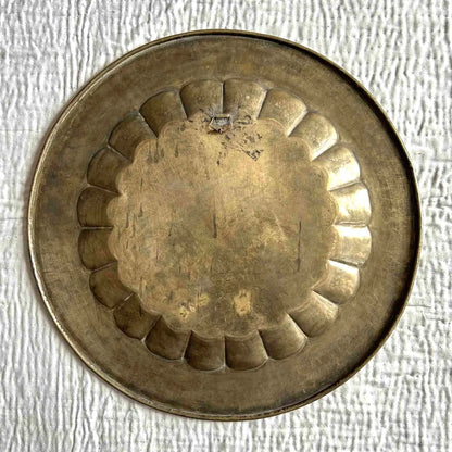 Vintage-Style Hand-Etched Brass Plate for Wall Decor | Floral & Peacock Design
