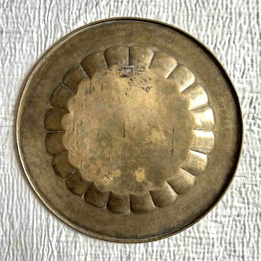 Vintage-Style Hand-Etched Brass Plate for Wall Decor | Floral & Peacock Design